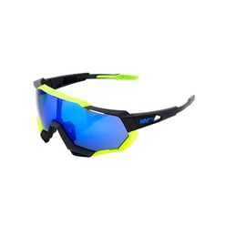 Очки велосипедные 100% Speedtrap Soft Tact Black / Neon Yellow / Electric Blue Mirror, 61023-014-42, изображение  - НаВелосипеде.рф