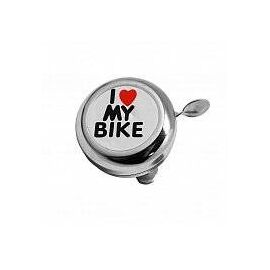 Звонок велосипедный TBS"I LOVE MY BIKE" хромированный, сталь, BELL-08E, изображение  - НаВелосипеде.рф