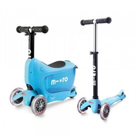 Самокат Micro, Mini 2go Deluxe, детский, трехколесный, кикборд, городской, от 2 лет, до 35 кг, синий, MMD030, изображение  - НаВелосипеде.рф