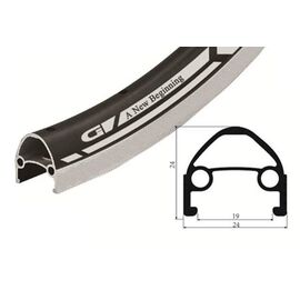 Обод велосипедный, Vinca sport, 26, двойной, алюминиевый. 32Hх14G, цвет черный,  GJD 26 (32H), изображение  - НаВелосипеде.рф