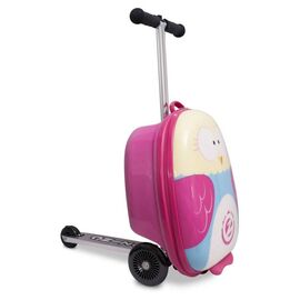 Самокат-чемодан Zinc, Owl, бело-розовый, трёхколёсный, детский, складной, до 50  кг, ZC03909, изображение  - НаВелосипеде.рф