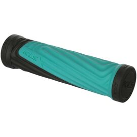 Грипсы велосипедные KELLYS ADVANCER 017 2D 130мм, кратон, с заглушками, чёрный/бирюзовый, ZKE18513, изображение  - НаВелосипеде.рф