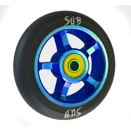 Колесо для ТРЮКОВОГО самоката HORST, алюминиевый с подшипником ABEC9 100мм SUB сине-черное, изображение  - НаВелосипеде.рф