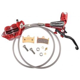 Тормоз Hope Tech 3 V4 Rear - No Rotor - Red - BRAIDED -R/H (комплект), T3V4RBRR, изображение  - НаВелосипеде.рф