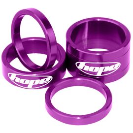 Велосипедные проставочные кольца "Hope"под вынос, на шток вилки 1 1/8" Фиолетовые (комплект). SDOCPU, изображение  - НаВелосипеде.рф