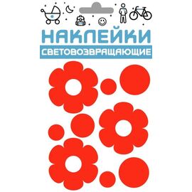 Наклейки световозвращающие COVA™ "Цветочки", размер 100х85 мм, цвет красный, FOP33409, изображение  - НаВелосипеде.рф