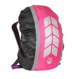 Чехол на рюкзак со световозвращающими лентами COVA/PROTECT  "МИКС", черный-фуксия, объем 20-40 литров, изображение  - НаВелосипеде.рф