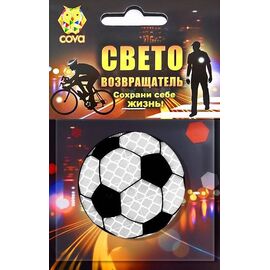 Значок велосипедный, световозвращающий COVA™ "Футбольный мяч", черный, Ø 50мм, FOP33287, изображение  - НаВелосипеде.рф