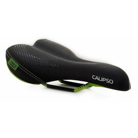 Велосипедное седло Vinca Sport 258*160 мм европодвес, черное с зеленым, VS 04 calypso black/green, изображение  - НаВелосипеде.рф