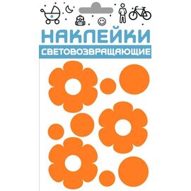 Наклейки световозвращающие COVA™ "Цветочки", размер 100х85 мм, цвет оранжевый, FOP33408, изображение  - НаВелосипеде.рф