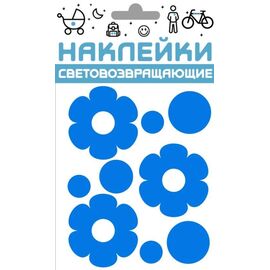 Наклейки световозвращающие COVA™ "Цветочки", размер 100х85 мм, цвет синий, FOP33410, изображение  - НаВелосипеде.рф