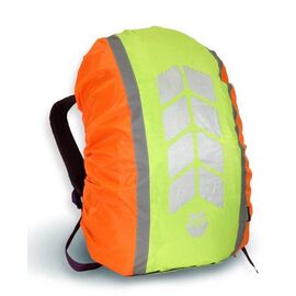Чехол на рюкзак со световозвращающими лентами COVA/PROTECT  "МИКС", оранж-лимон, объем 20-40 литров, изображение  - НаВелосипеде.рф