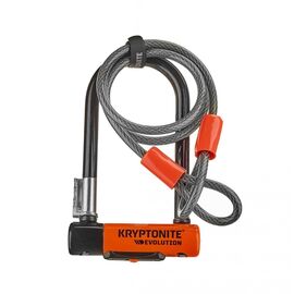 Велосипедный замок Kryptonite Evolution Mini-7 w/ Flex Cable & Flexframe Bracket U-lock, тросовый, на ключ, 720018002079, изображение  - НаВелосипеде.рф