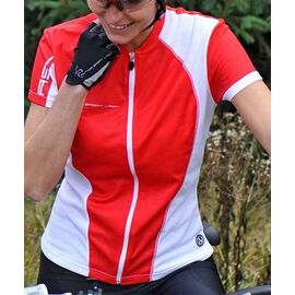 Велофутболка AUTHOR LADY SPORT  женская, красно-белая, с молнией р-р L, 8-7059530, изображение  - НаВелосипеде.рф