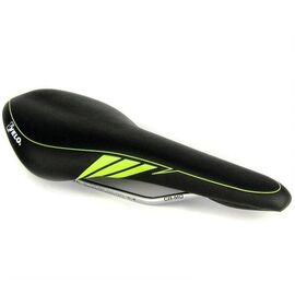 Седло велосипедное VELO, спорт, облегченное, 285х135 мм, черное с зеленой полоской, 6-191359, изображение  - НаВелосипеде.рф