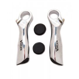 Рога для велосипеда Vinca удлиненные с логотипом (пара) материал – алюминий, серебристые VBE 5, изображение  - НаВелосипеде.рф