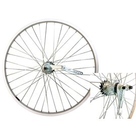 Колесо велосипедное 16" заднее, обод одинарный алюминий, серебристый, втулка тормозная, изображение  - НаВелосипеде.рф