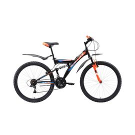 Двухподвесный велосипед Black One Flash FS 26" 2018, Вариант УТ-00130064: Рама: 18'' (Рост: 1,67 — 1,78 м), Цвет: чёрный/оранжевый/голубой, изображение  - НаВелосипеде.рф