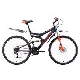 Двухподвесный велосипед Challenger Genesis FS 26 D 26" 2018, Вариант УТ-00130149: Рама: 16" (Рост: 1,50 — 1,65 м), Цвет: чёрный/оранжевый/голубой, изображение  - НаВелосипеде.рф