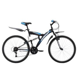 Двухподвесный велосипед Challenger Mission FS 26" 2018, Вариант УТ-00130158: Рама: 16" (Рост: 1,50 — 1,65 м), Цвет: чёрный/синий/белый, изображение  - НаВелосипеде.рф