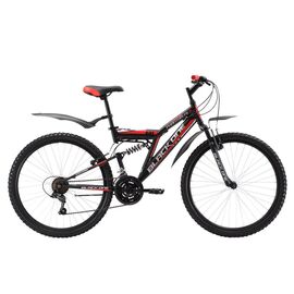 Двухподвесный велосипед Black One Phantom FS 26" 2018, Вариант УТ-00130141: Рама: 18'' (Рост: 1,67 — 1,78 м), Цвет: чёрный/красный/белый, изображение  - НаВелосипеде.рф