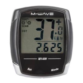 Велокомпьютер M-Wave M14W, 14 функций, беспроводной, черный, 244732, изображение  - НаВелосипеде.рф