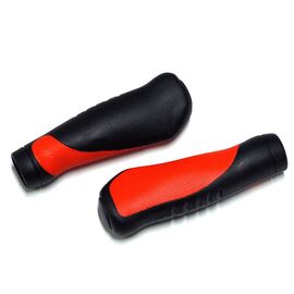 Грипсы велосипедные JOY KIE MTB 130mm, эргономические, резина, черно\красные, HL-GB306 black\red, изображение  - НаВелосипеде.рф