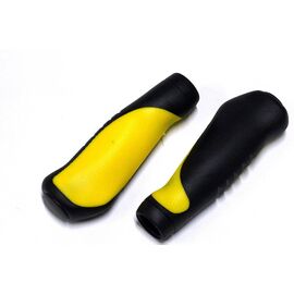 Грипсы велосипедные MTB JOY KIE 130mm, эргономические, резина, черно\желтые, HL-GB306 black\yellow, изображение  - НаВелосипеде.рф