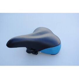 Седло велосипедное STARK 6015 MTB 265*170mm, пластиковый бампер, с креплением, черно\синее, изображение  - НаВелосипеде.рф
