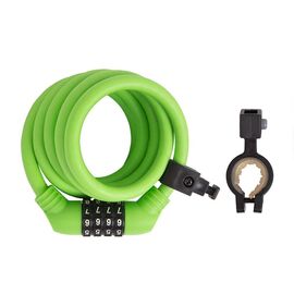 Велосипедный замок Green Cycle тросовый, кодовый, 10х1500 мм, зеленый, GCL-А600, изображение  - НаВелосипеде.рф