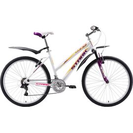 Горный велосипед Stark Luna 26.1 V 26" 2018, Вариант УТ-00130206: Рама: 16" (Рост: 1,50 — 1,65 м), Цвет: белый/фиолетовый/жёлтый, изображение  - НаВелосипеде.рф
