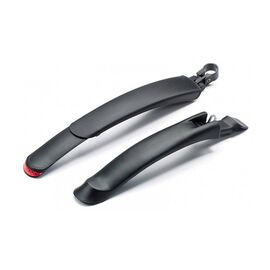 Крылья TRIX, комплект, 20"-28", пластик, заднее-раздвижное с отражателем, черные, SF-258 F/R (Black), изображение  - НаВелосипеде.рф