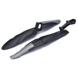 Крылья TRIX, комплект, 24"-28", заднее-раздвижное, МТВ, АТВ, черно-серые, YC-102 F/R (Black/Gray), изображение  - НаВелосипеде.рф