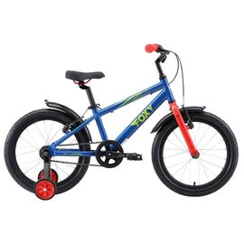 Детский велосипед Stark Foxy 18" 2019, Вариант УТ-00130190: Рост: 1,15 — 1,28 м, Цвет: синий/зелёный/красный, изображение  - НаВелосипеде.рф