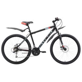 Горный велосипед Stark Outpost 26.1 D 26" 2019, Вариант УТ-00130280: Рама: 16" (Рост: 1,50 — 1,65 м), Цвет: чёрный/серый/красный, изображение  - НаВелосипеде.рф