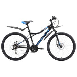 Горный велосипед Stark Slash 26.1 D 26" 2019, Вариант УТ-00130310: Рама: 14,5" (Рост: 1,45 — 1,60 м), Цвет: чёрный/синий/серый, изображение  - НаВелосипеде.рф