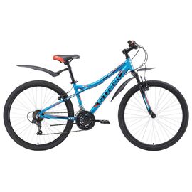 Горный велосипед Stark Slash 26.1 V 26" 2018, Вариант УТ-00130237: Рама: 16" (Рост: 1,50 — 1,65 м), Цвет: голубой/чёрный/красный, изображение  - НаВелосипеде.рф