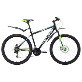 Горный велосипед Stark Tank 27.1 D 27,5" 2018, Вариант УТ-00130246: Рама: 18'' (Рост: 1,67 — 1,78 м), Цвет: чёрный/зелёный/белый, изображение  - НаВелосипеде.рф