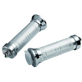 Грипсы велосипедные TRIX Power Silver 135 мм, серебристые, дизайн "лев", GP-501PA, изображение  - НаВелосипеде.рф