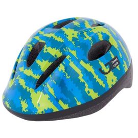 Велошлем детский Green Cycle Pixel, синий/голубой/лайм, лакированный, 2019, Вариант УТ-00128555: Размер: 50-54 см, изображение  - НаВелосипеде.рф